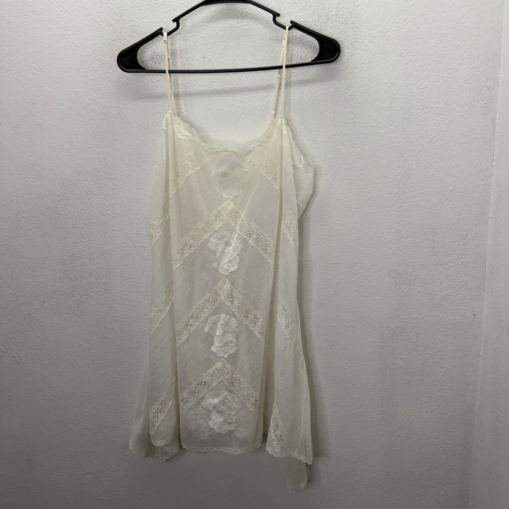 Y2K Victoria's Secret White Lace Bridal Nightie Slip Dress Coquette Babydoll L